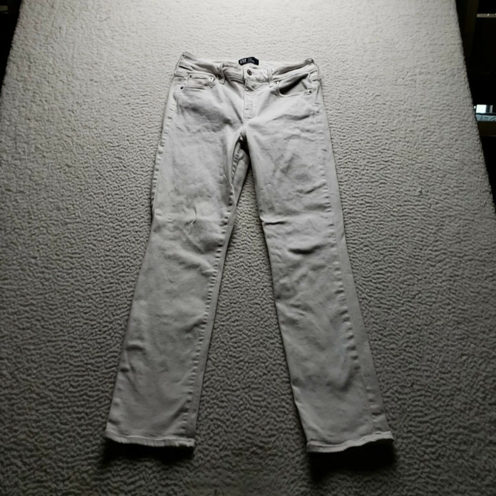 Gap Denim Classic Straight Jeans Womens 6 White Light Wash Stretch Denim Pants